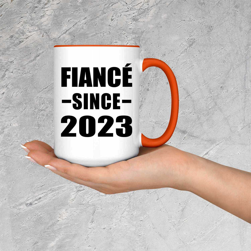 Fiance Since 2023 - 15oz Accent Mug Orange