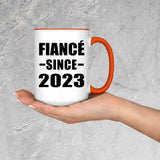 Fiance Since 2023 - 15oz Accent Mug Orange