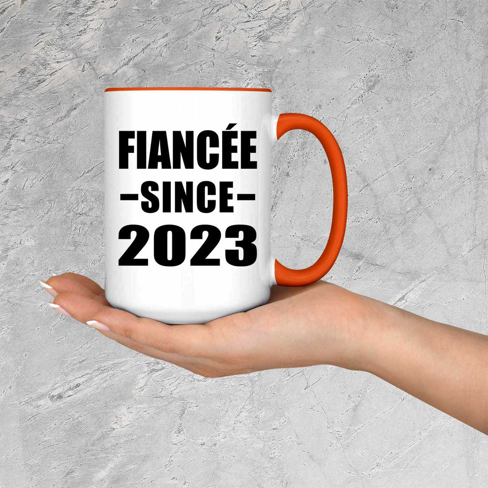 Fiancee Since 2023 - 15oz Accent Mug Orange