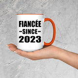 Fiancee Since 2023 - 15oz Accent Mug Orange