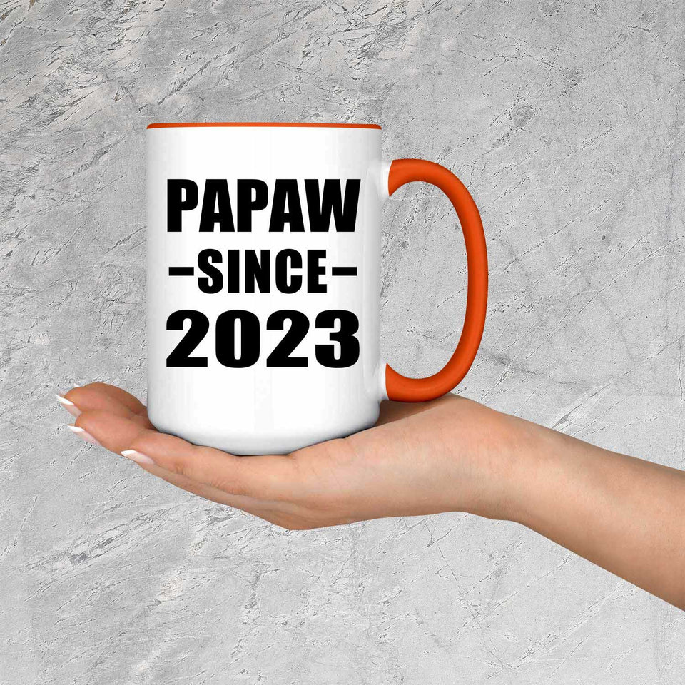 Papaw Since 2023 - 15oz Accent Mug Orange