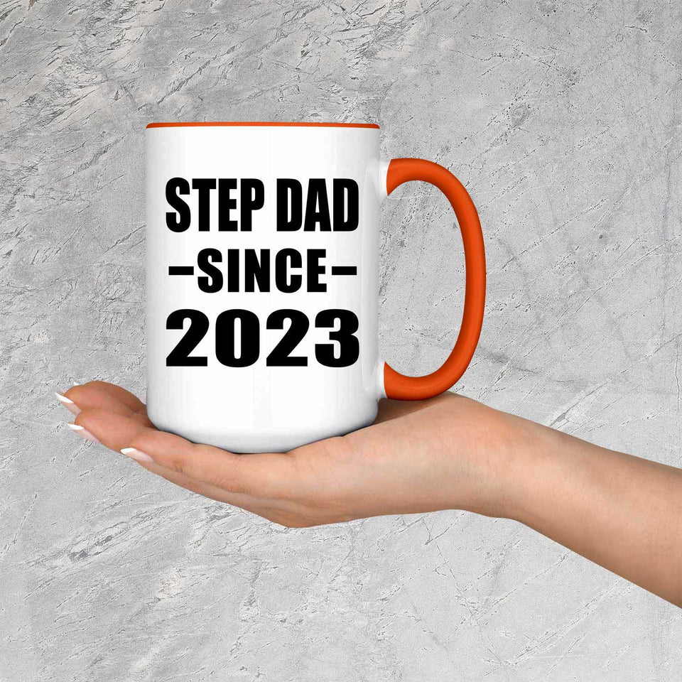 Step Dad Since 2023 - 15oz Accent Mug Orange