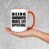 Being Granddaughter Makes Life Special - 15oz Accent Mug Orange