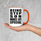 Being Step Son Makes Life Special - 15oz Accent Mug Orange