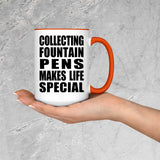 Collecting Fountain Pens Makes Life Special - 15oz Accent Mug Orange