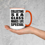 Collecting Sea Glass Makes Life Special - 15oz Accent Mug Orange