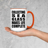 Collecting Sea Glass Makes Life Complete - 15oz Accent Mug Orange
