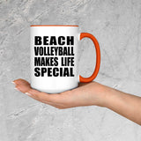 Beach Volleyball Makes Life Special - 15oz Accent Mug Orange