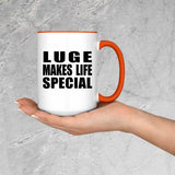 Luge Makes Life Special - 15oz Accent Mug Orange