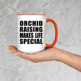 Orchid Raising Makes Life Special - 15oz Accent Mug Orange