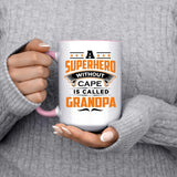 A Superhero Without Cape is Called Grandpa - 15oz Accent Mug Pink