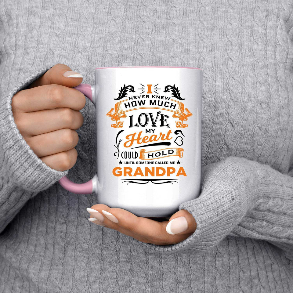 How Much Love Could Hold Until Called Me Grandpa - 15oz Accent Mug Pink