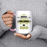 My Biggest Reason For Living Calls Me Dad - 15oz Accent Mug Pink