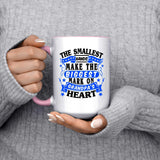The Smallest Hands Make The Biggest Mark On Grandpa's Heart - 15oz Accent Mug Pink