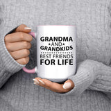 Grandma and Grandkids, Best Friends For Life - 15oz Accent Mug Pink