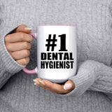 Number One #1 Dental Hygienist - 15oz Accent Mug Pink