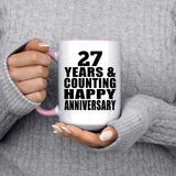 Happy 27th Anniversary 27 Years & Counting - 15oz Accent Mug Pink