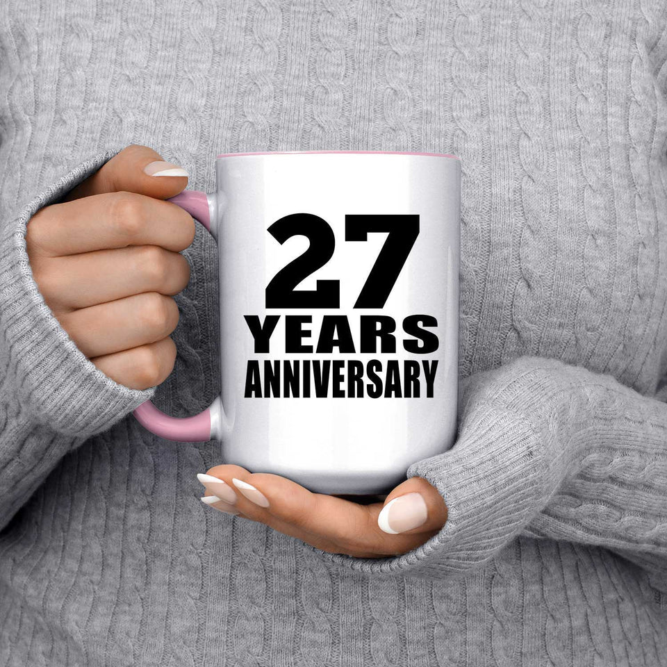 27th Anniversary 27 Years Anniversary - 15oz Accent Mug Pink