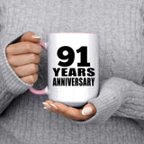 91st Anniversary 91 Years Anniversary - 15oz Accent Mug Pink