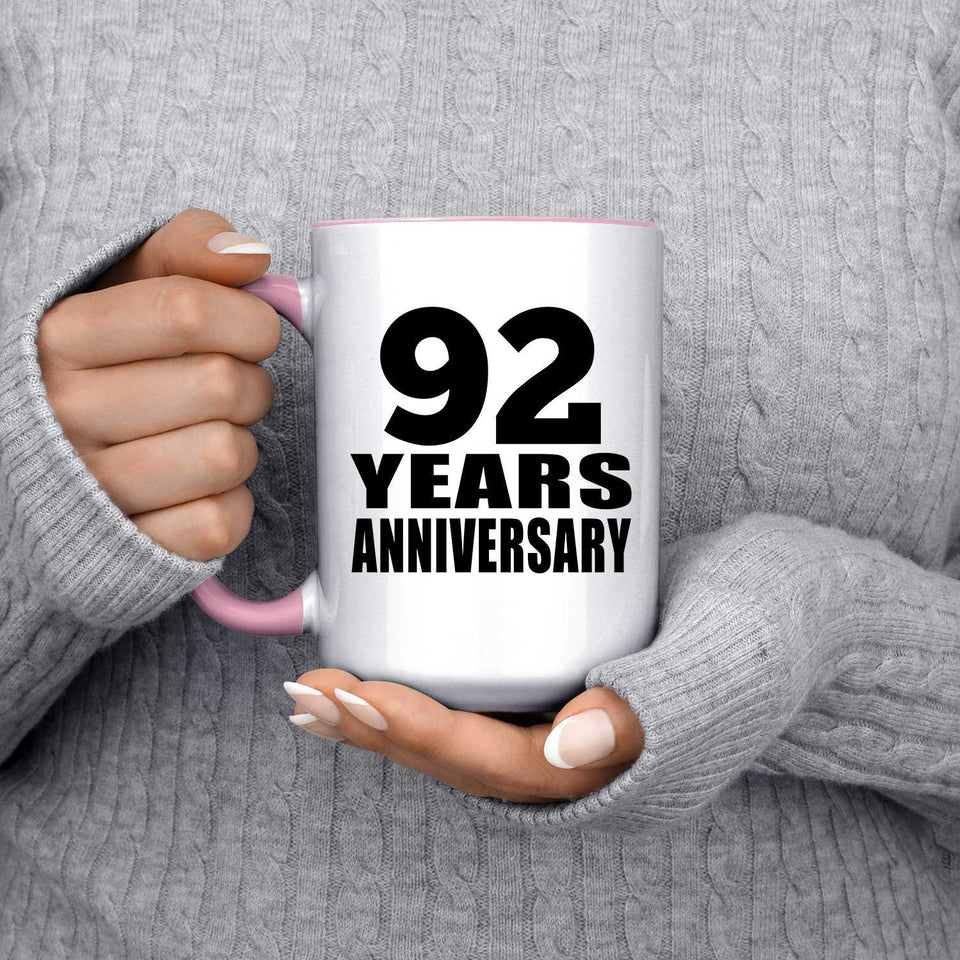92nd Anniversary 92 Years Anniversary - 15oz Accent Mug Pink