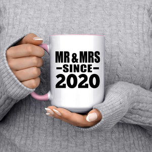 4th Anniversary Mr & Mrs Since 2020 - 15oz Accent Mug Pink