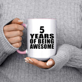 5th Birthday 5 Years Of Being Awesome - 15oz Accent Mug Pink