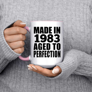 41st Birthday Made In 1983 Aged to Perfection - 15oz Accent Mug Pink