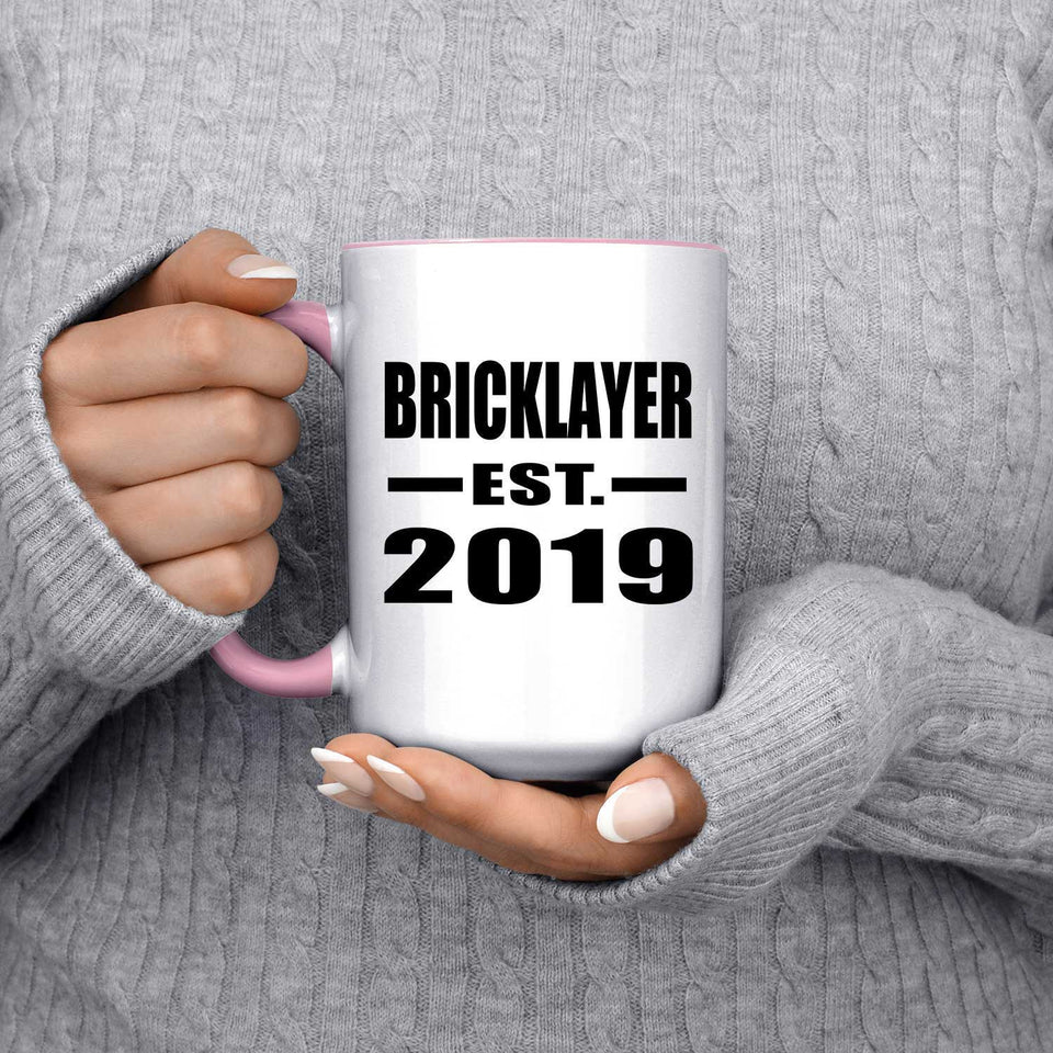 Bricklayer Established EST. 2019 - 15oz Accent Mug Pink