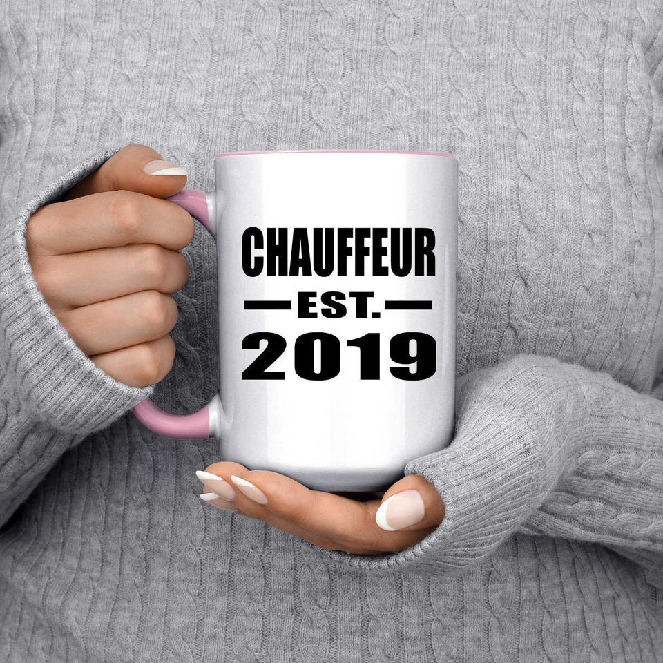 Chauffeur Established EST. 2019 - 15oz Accent Mug Pink