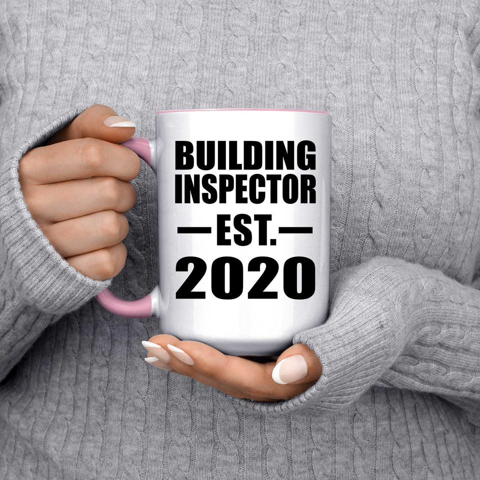 Building Inspector Established EST. 2020 - 15oz Accent Mug Pink