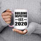Building Inspector Established EST. 2020 - 15oz Accent Mug Pink