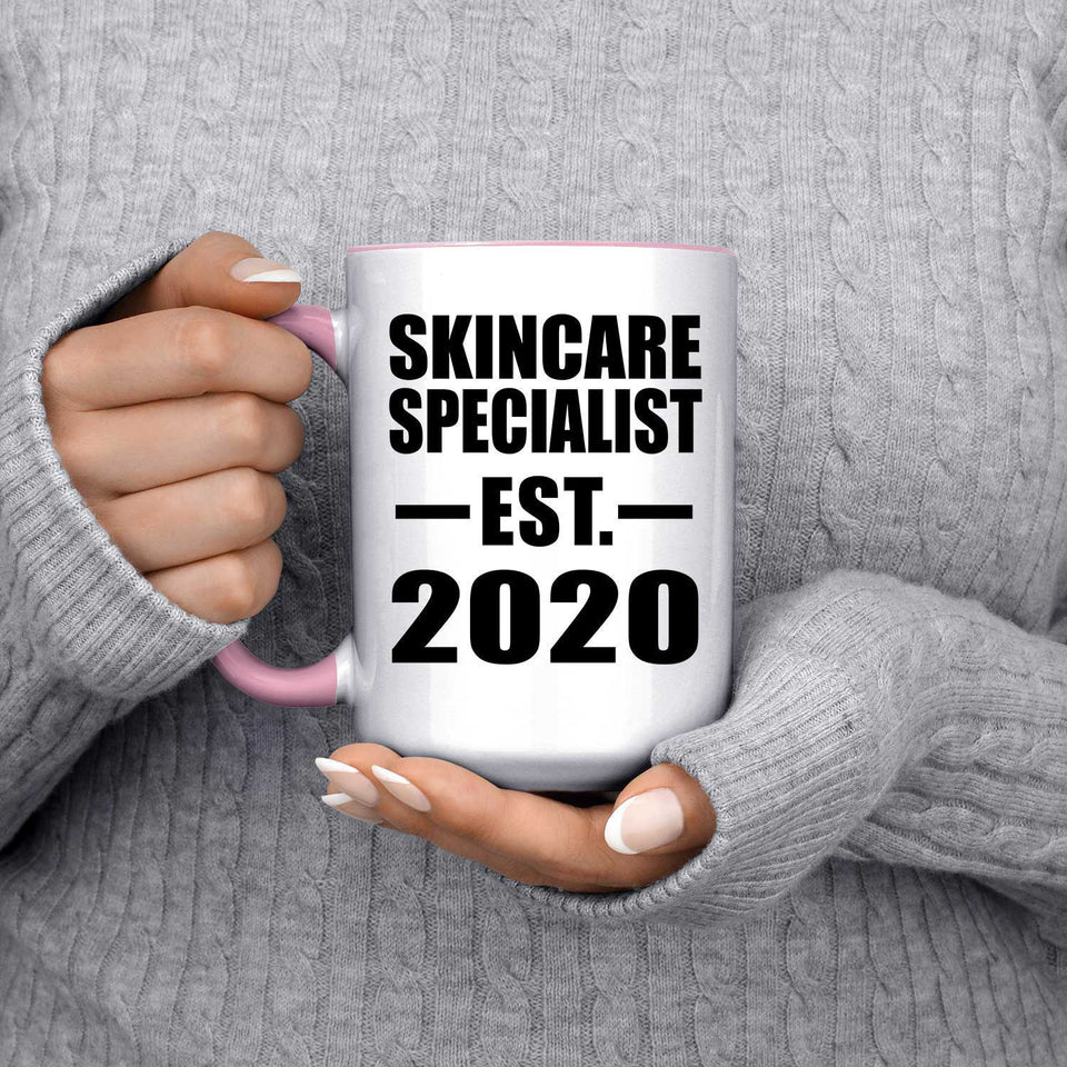 Skincare Specialist Established EST. 2020 - 15oz Accent Mug Pink