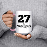 27th Birthday 27 & Fabulous - 15oz Accent Mug Pink