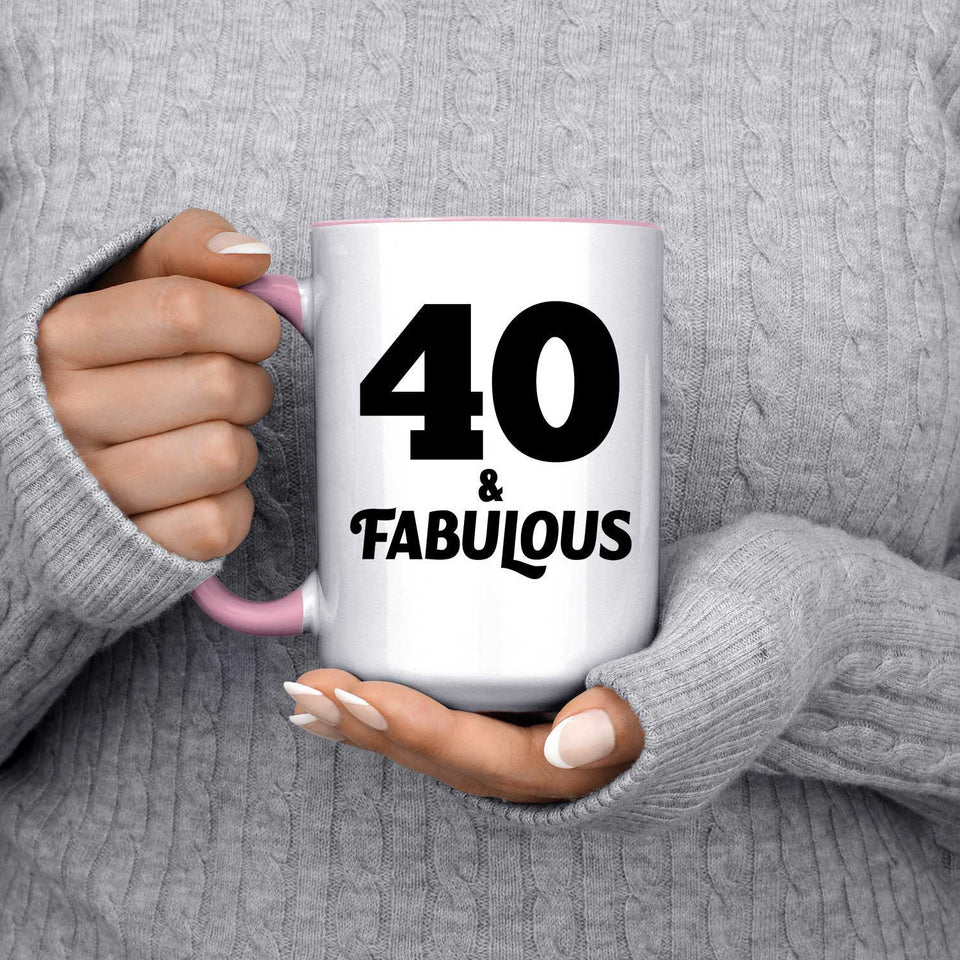 40th Birthday 40 & Fabulous - 15oz Accent Mug Pink