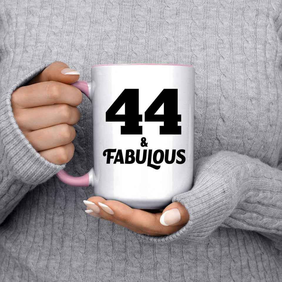 44th Birthday 44 & Fabulous - 15oz Accent Mug Pink