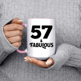 57th Birthday 57 & Fabulous - 15oz Accent Mug Pink