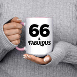 66th Birthday 66 & Fabulous - 15oz Accent Mug Pink