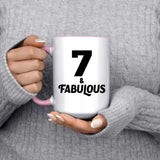 7th Birthday 7 & Fabulous - 15oz Accent Mug Pink