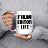 Film Editor Life - 15oz Accent Mug Pink