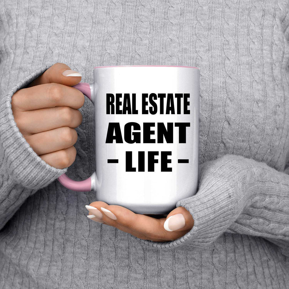 Real Estate Agent Life - 15oz Accent Mug Pink