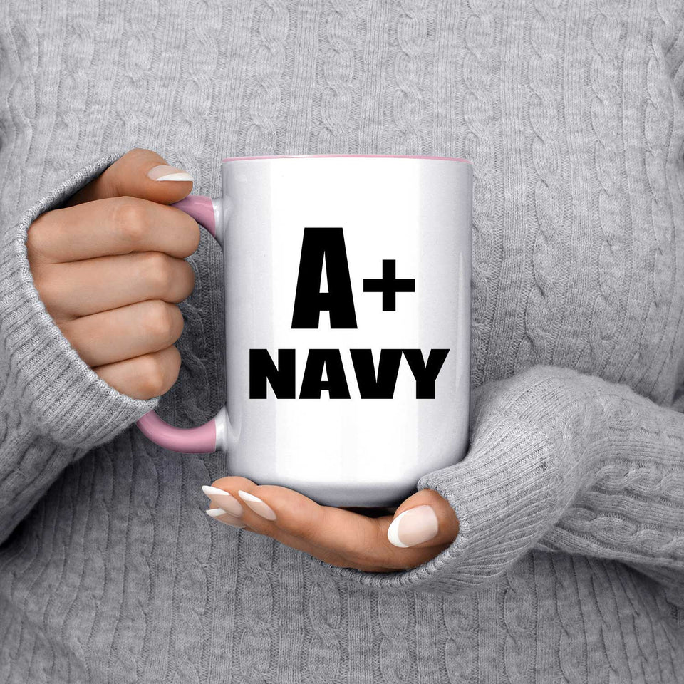 A+ Navy - 15oz Accent Mug Pink