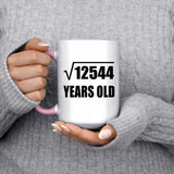 112th Birthday Square Root of 12544 Years Old - 15oz Accent Mug Pink
