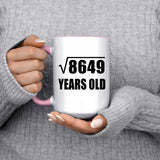93rd Birthday Square Root of 8649 Years Old - 15oz Accent Mug Pink