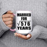 24th Anniversary Married For Square Root of 576 Years - 15oz Accent Mug Pink