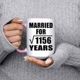 34th Anniversary Married For Square Root of 1156 Years - 15oz Accent Mug Pink