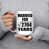 52nd Anniversary Married For Square Root of 2704 Years - 15oz Accent Mug Pink
