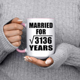 56th Anniversary Married For Square Root of 3136 Years - 15oz Accent Mug Pink
