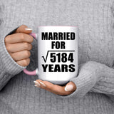72nd Anniversary Married For Square Root of 5184 Years - 15oz Accent Mug Pink