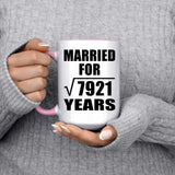 89th Anniversary Married For Square Root of 7921 Years - 15oz Accent Mug Pink