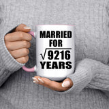 96th Anniversary Married For Square Root of 9216 Years - 15oz Accent Mug Pink